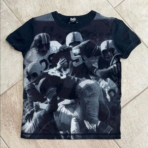 Dolce & Gabbana Black and Gray Artistic Short Sleeve Tee